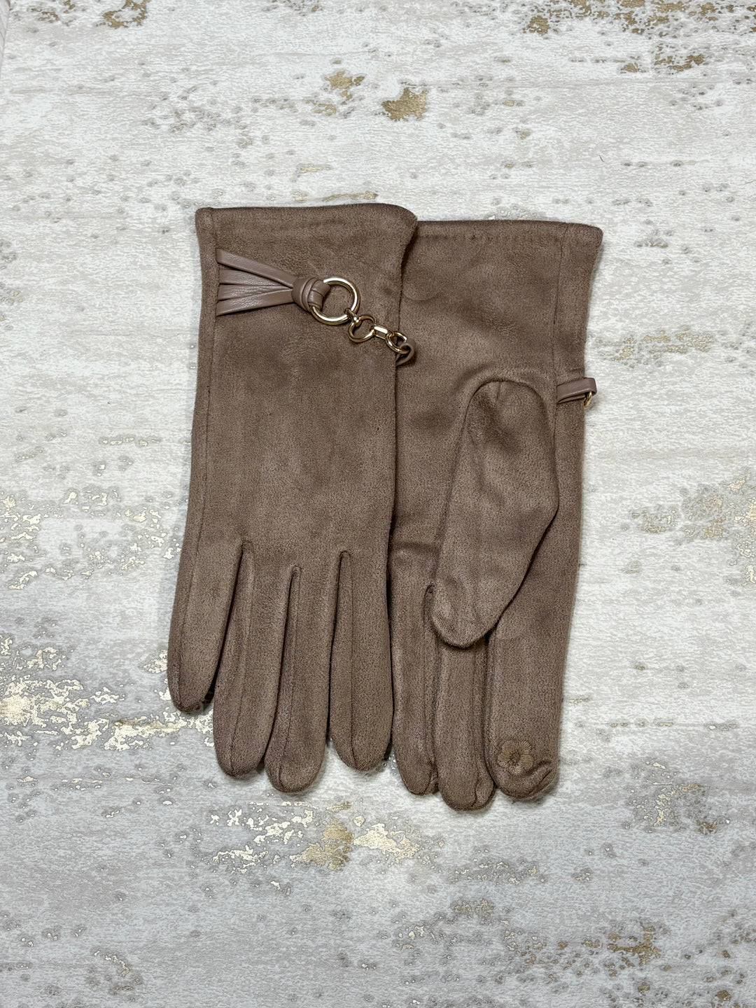 Suede Gold Circle Buckle Glove (6 Colours)