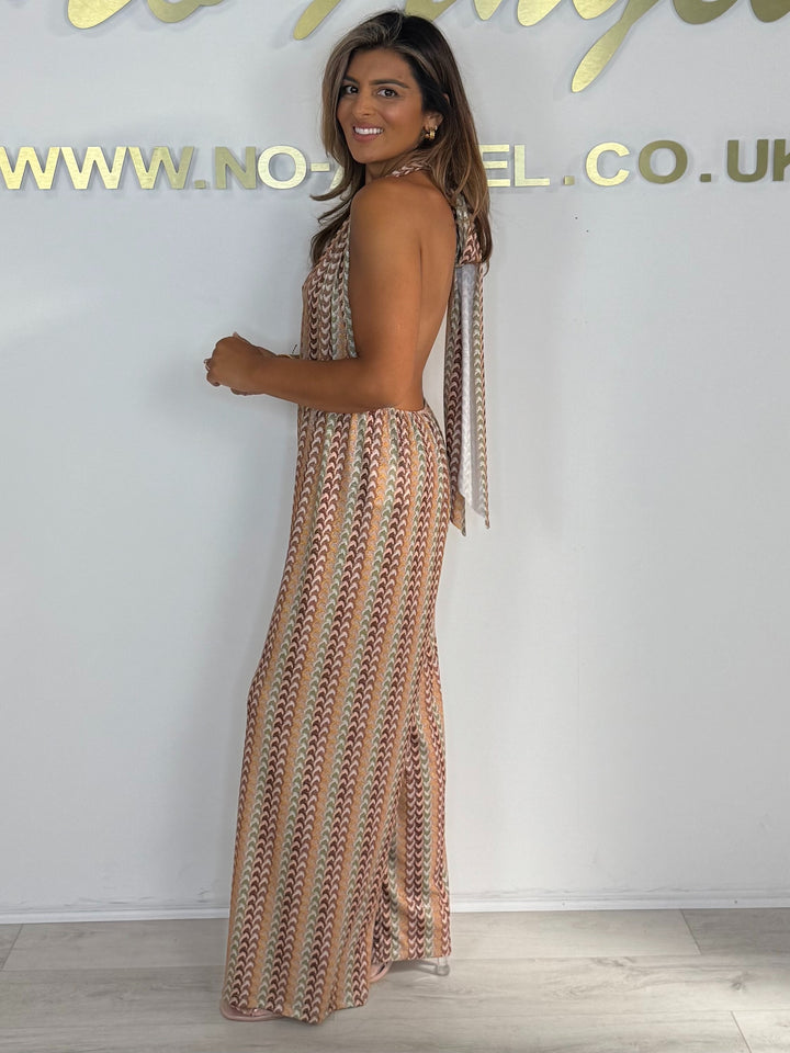 Nude Zig Zag Halter Neck (multiwear) Jumpsuit