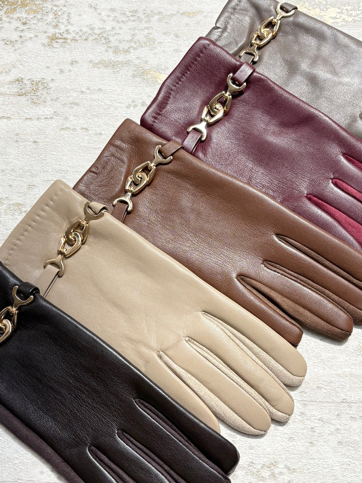 Plain Faux Leather Gold Buckle Glove (5 Colours)