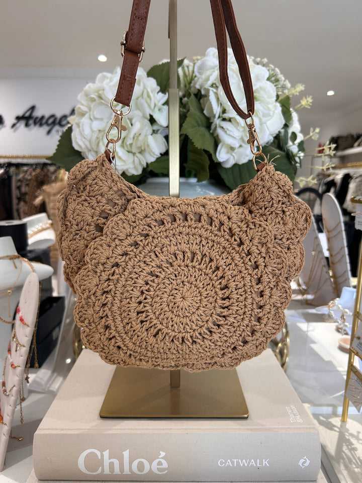 Faux Leather Strap Crochet Bag (2 Colours)