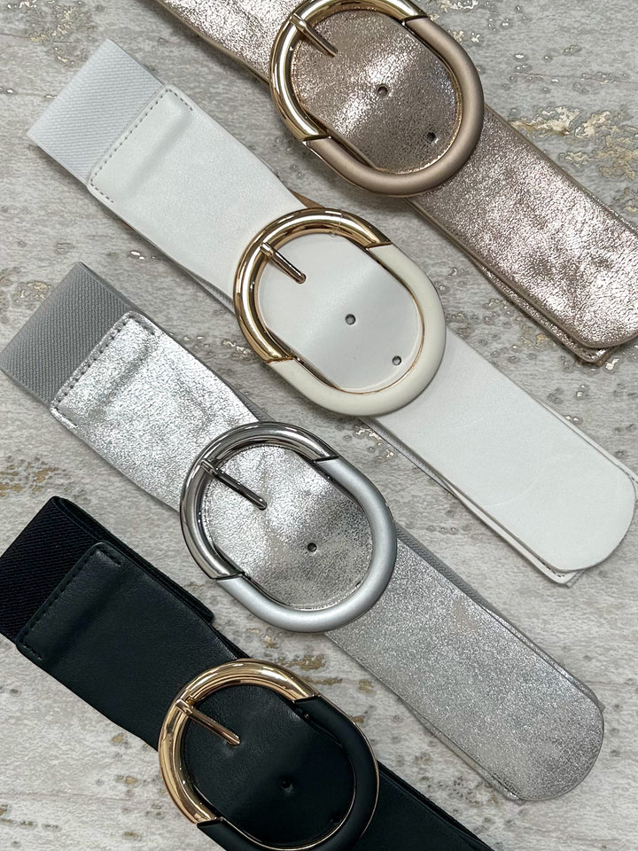 Elasticated Faux Leather Buckled Belt (4 Colours)