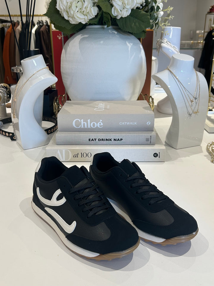 Faux Leather & Suede Swirl Design Trainers (2 Colours)