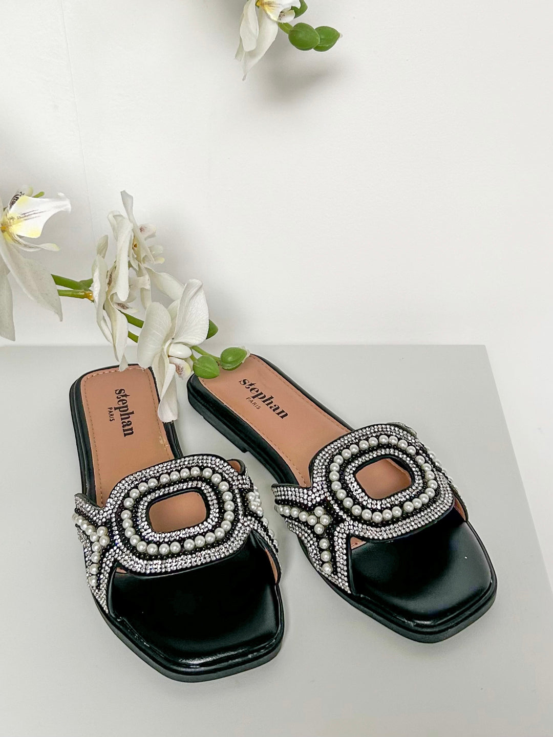Jewel & Pearl Detail Sandals (3 Colours)