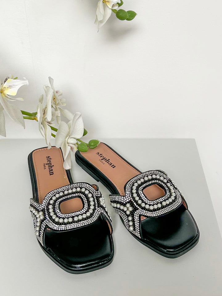Jewel & Pearl Detail Sandals (3 Colours)