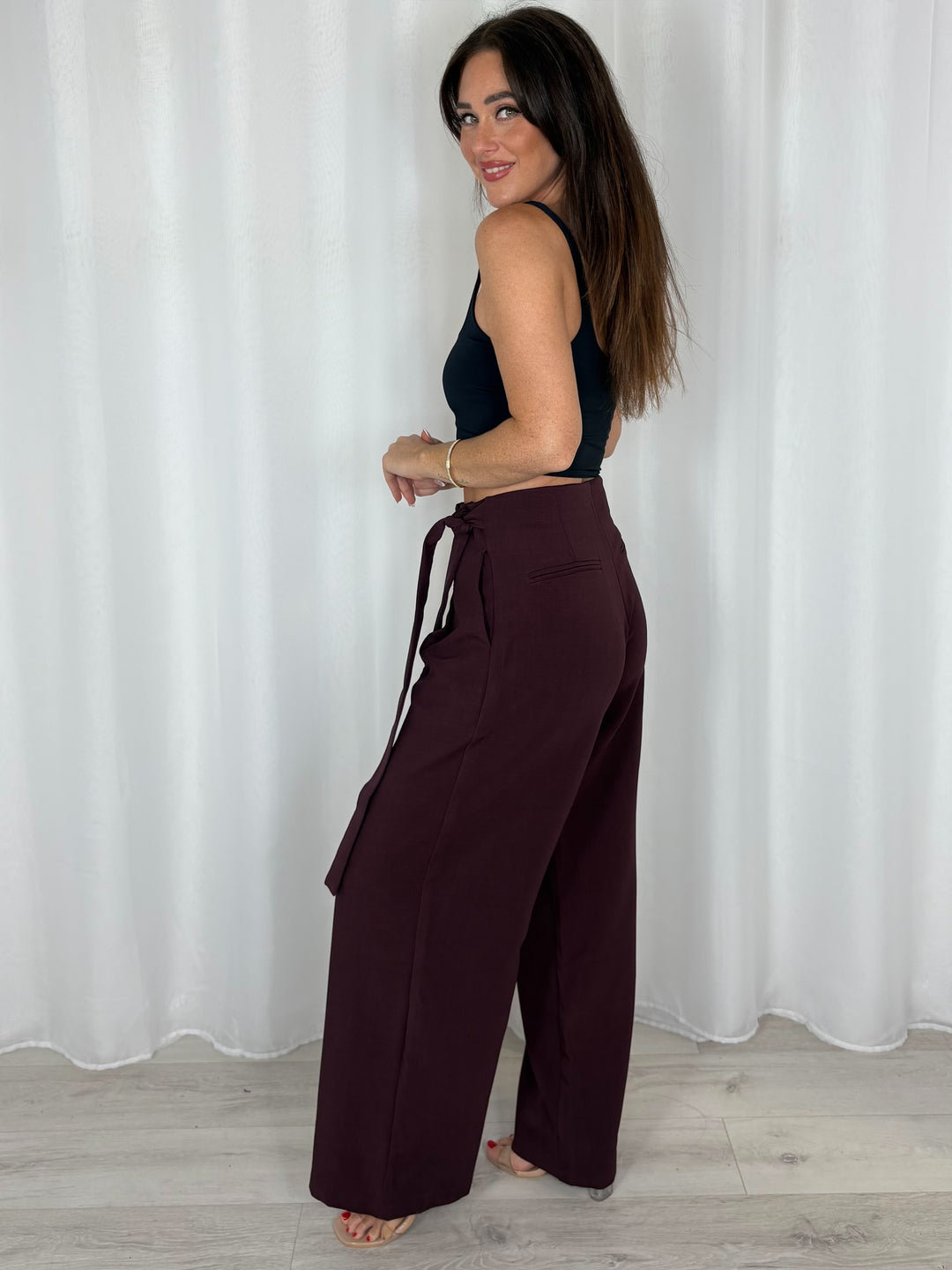 Wide Leg Trousers With Tie Up Bow (4 Colours)