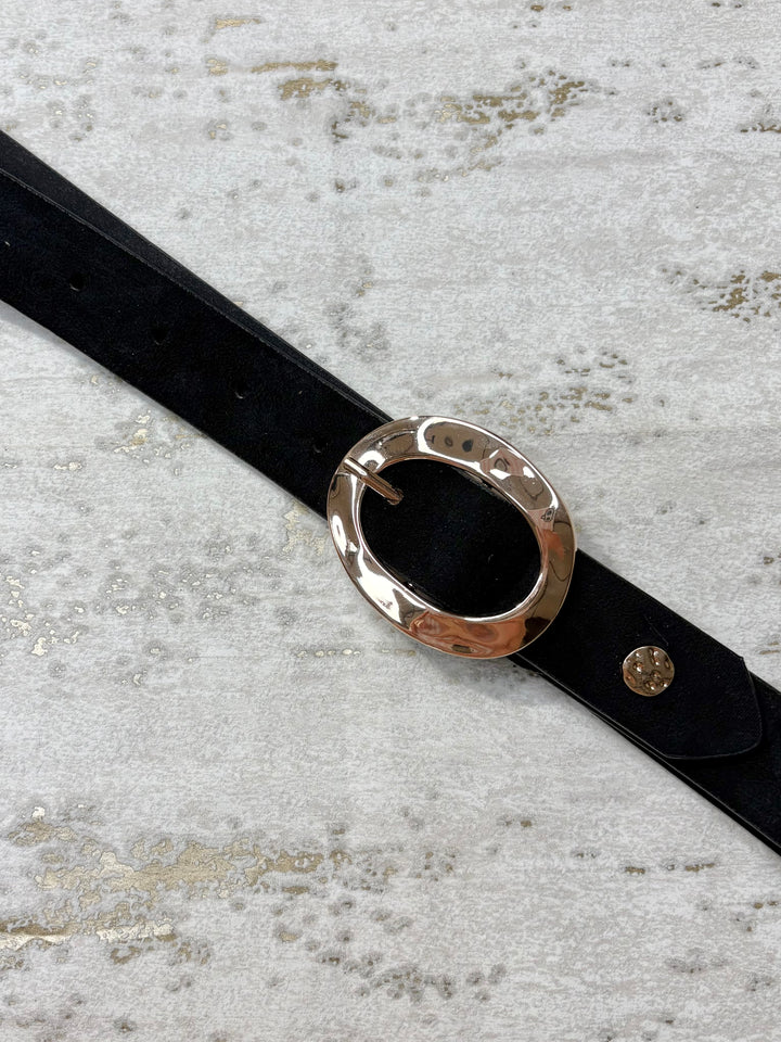 Gold Stone And Stud Suedette Thin Belt (3 Colours)