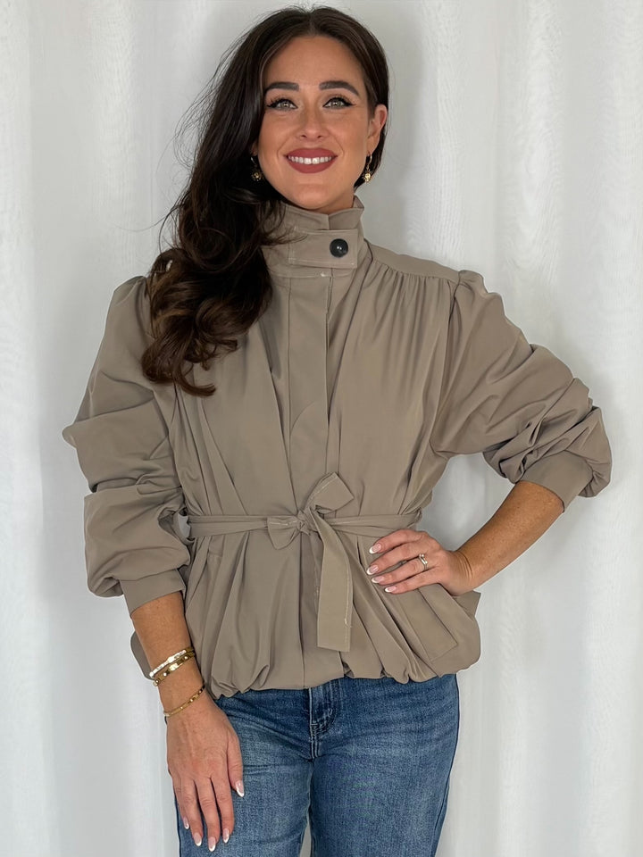 Oversized Balloon Trench Jacket With Tie Belt (2 Colours)