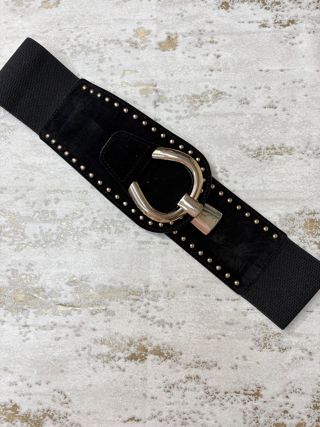 Large Suedette Gold Hook Elastic Belt (5 Colours)