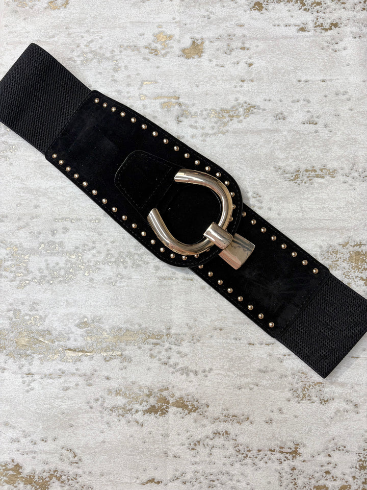 Large Suedette Gold Hook Elastic Belt (5 Colours)