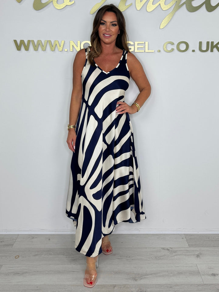 Silk Mix Print Maxi Dress With Pockets (2 Colours)