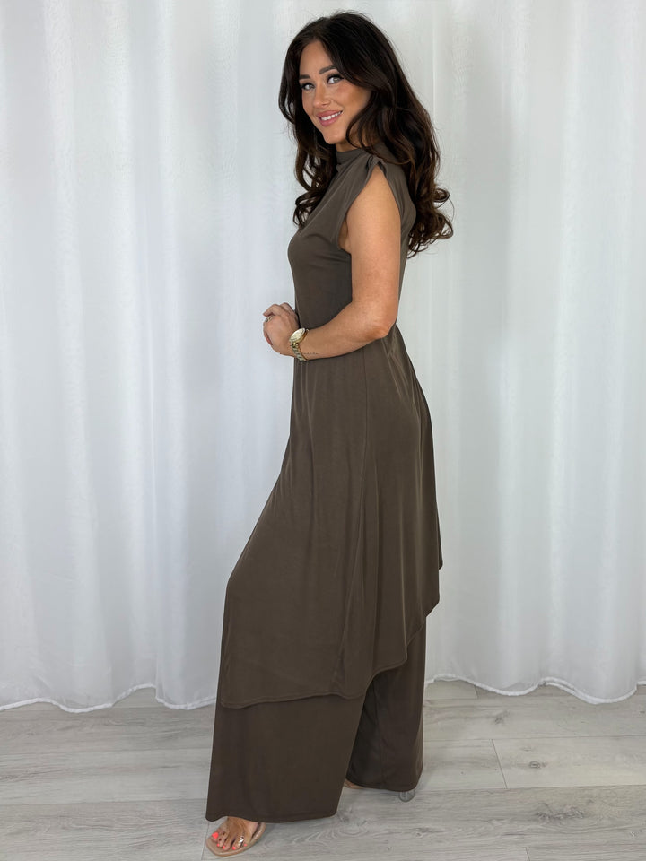 Asymmetric Longline Top And Trouser Co-Ord (6 Colours)