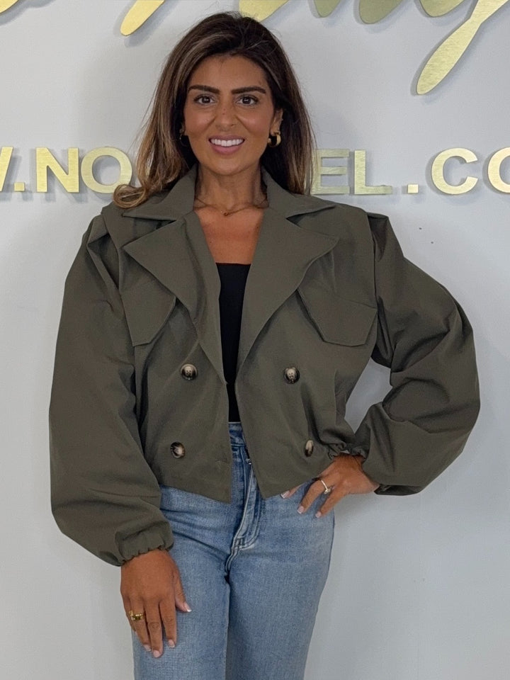 Balloon Style Double Breasted Collared Parker Jacket (3 Colours)