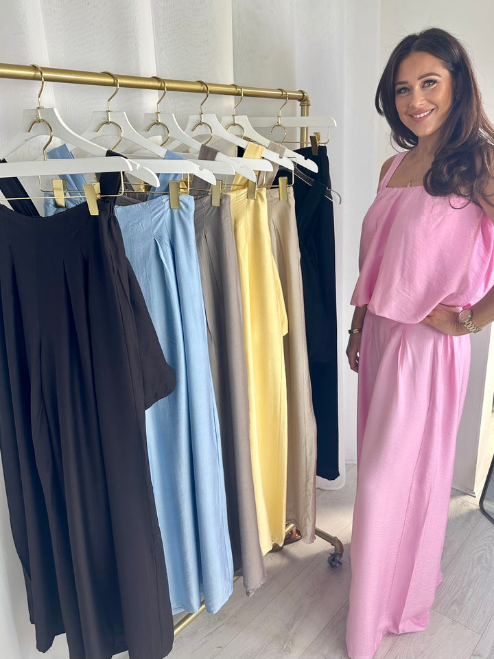 Balloon Style Thick Strap Top And Pleated Trouser Co-Ord (10 Colours)