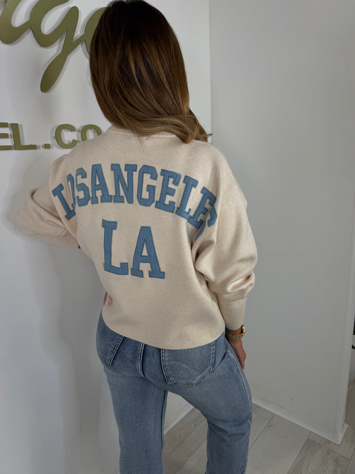 Cream Soft Knit Los Blue Angeles Jumper