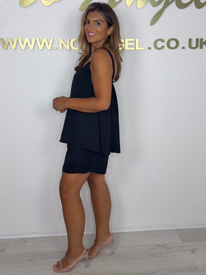 Gold Detail Strap Floaty Shorts Co-ord (8 Colours)