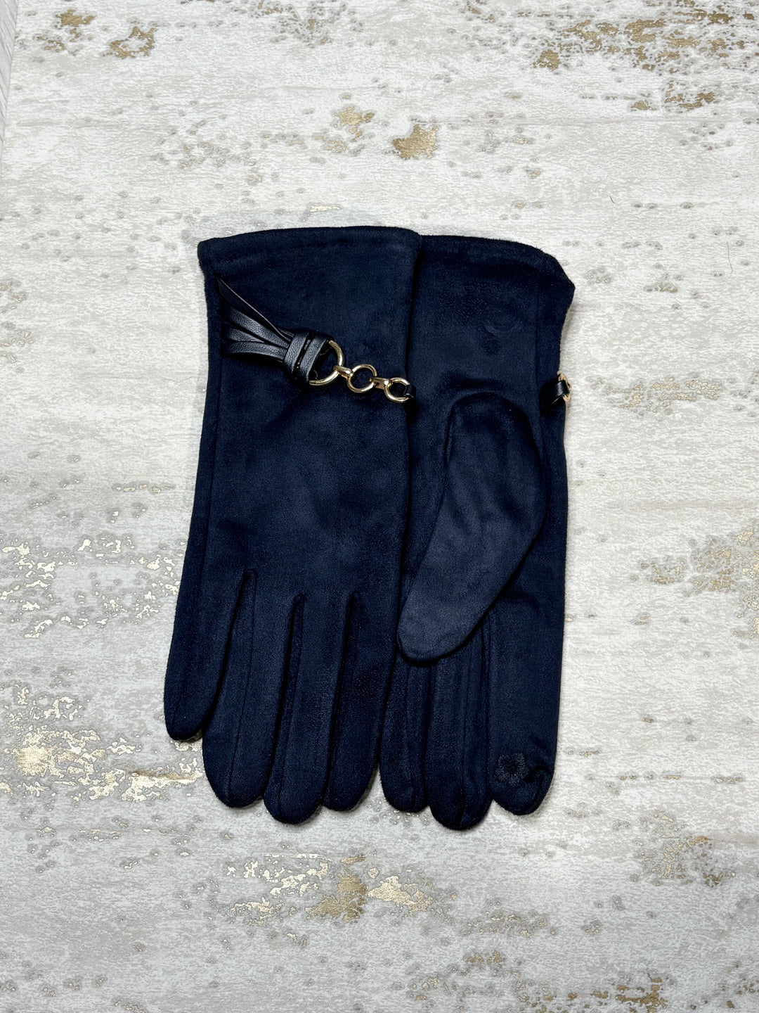 Suede Gold Circle Buckle Glove (6 Colours)