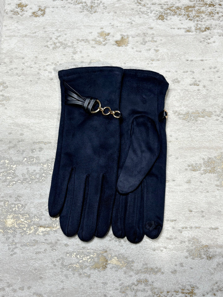 Suede Gold Circle Buckle Glove (6 Colours)