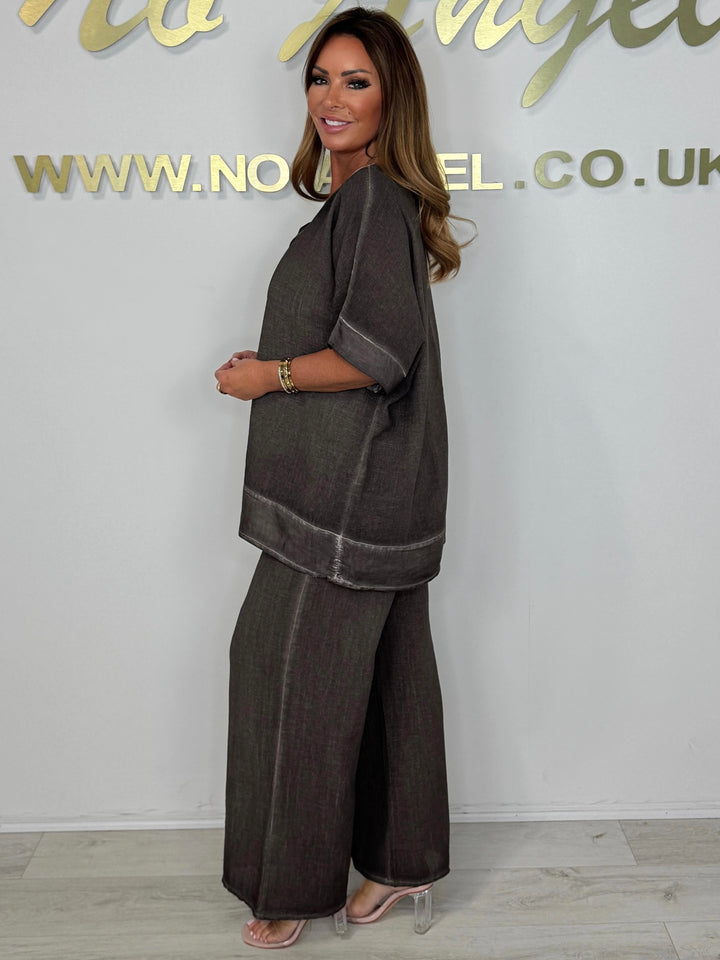 Satin Trim V-Neck Oversize Trouser Co-ord (9 Colours)
