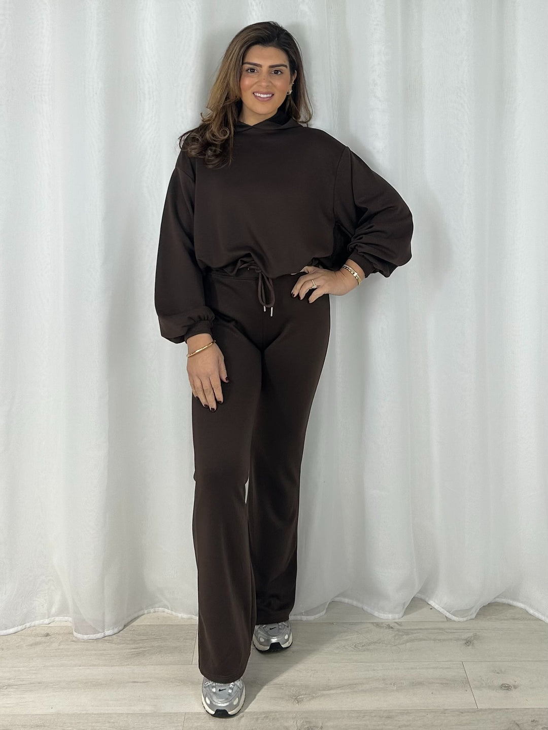 Balloon Sleeve Hooded Jumper & Flared Trouser Co-Ord (7 Colours)