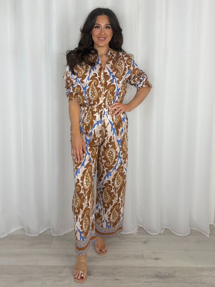 Luxury Paisley Print Button Up Shirt & Trouser Co-Ord (4 Colours)