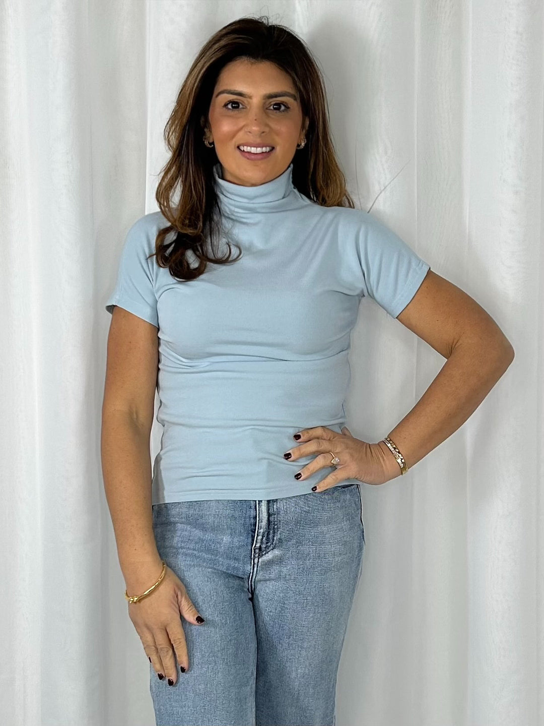 Turtle Neck Short Sleeve Basic Top (7 Colours)