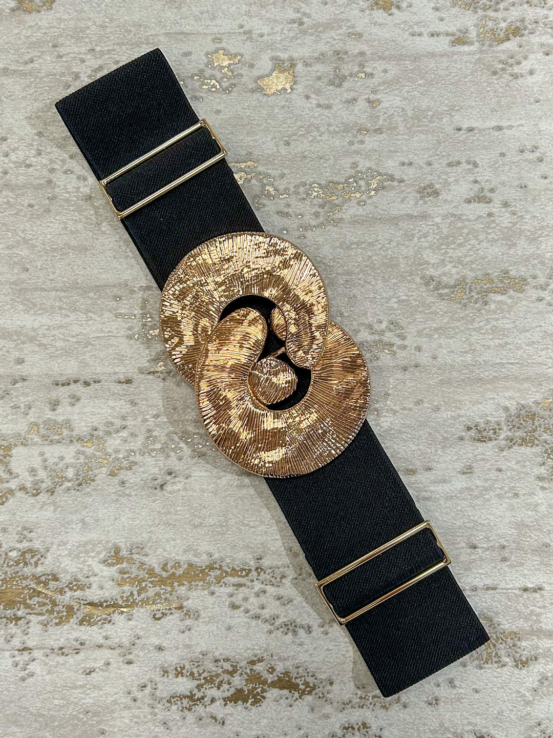 Gold Textured Circle Interlock Elasticated Belt (5 Colours)