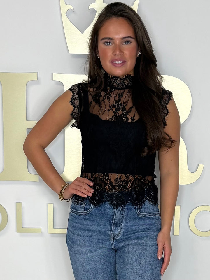 Sheer Lace Scalloped Edge Top (2 Colours)