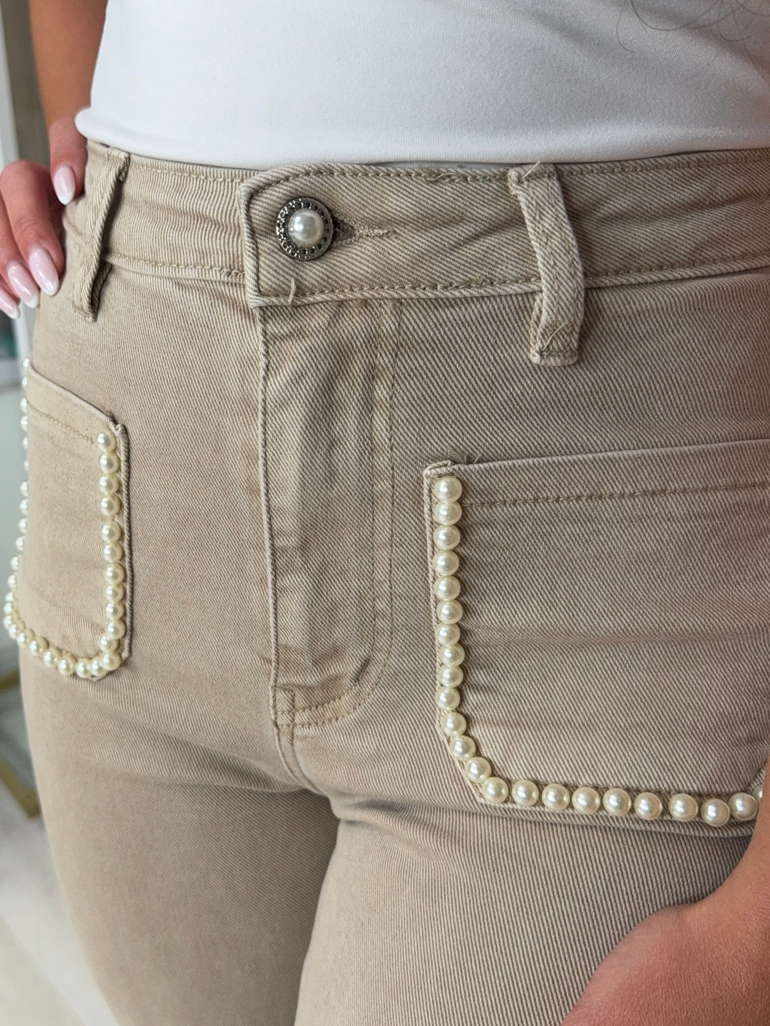 Pearl Pocket Stretch Flare Jeans (2 Colours)