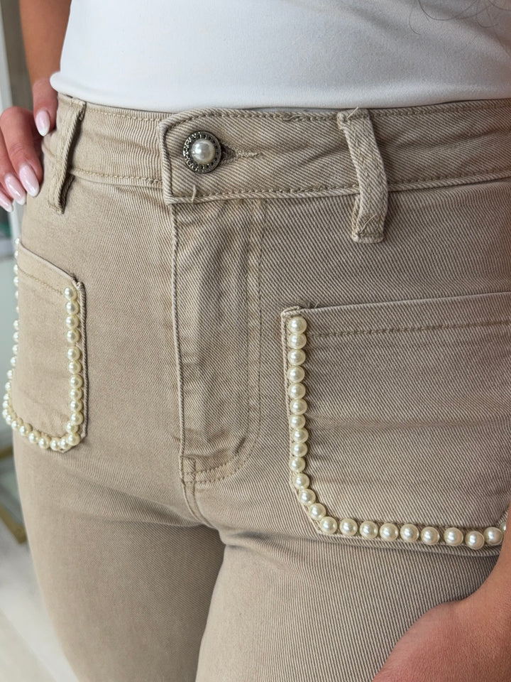 Pearl Pocket Stretch Flare Jeans (2 Colours)
