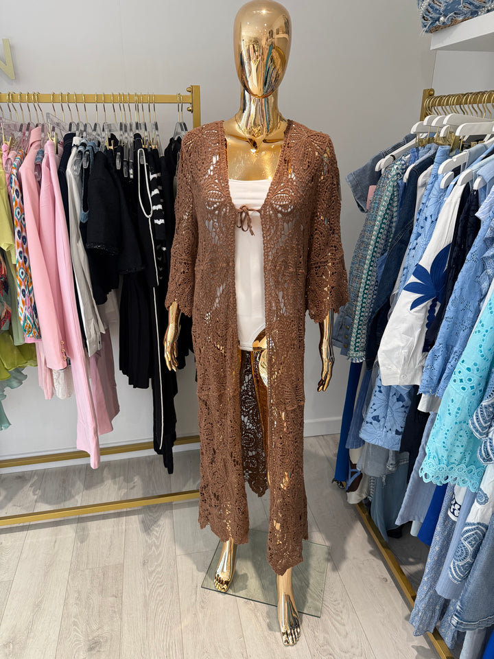 Crochet Longline Tie Front Kaftan (6 Colours)