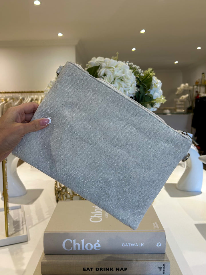 Beige Tassel Shell Detail Clutch Bag