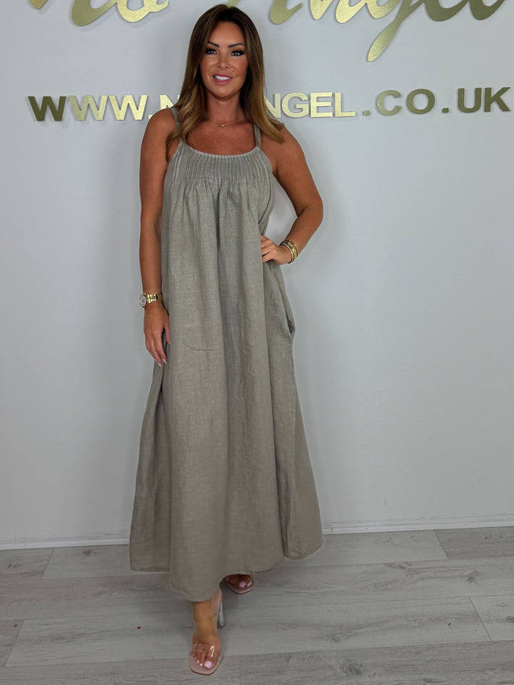 Linen Adjustable Strap Maxi Dress (2 Colours)