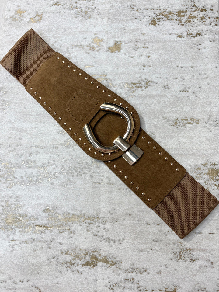 Large Suedette Gold Hook Elastic Belt (5 Colours)