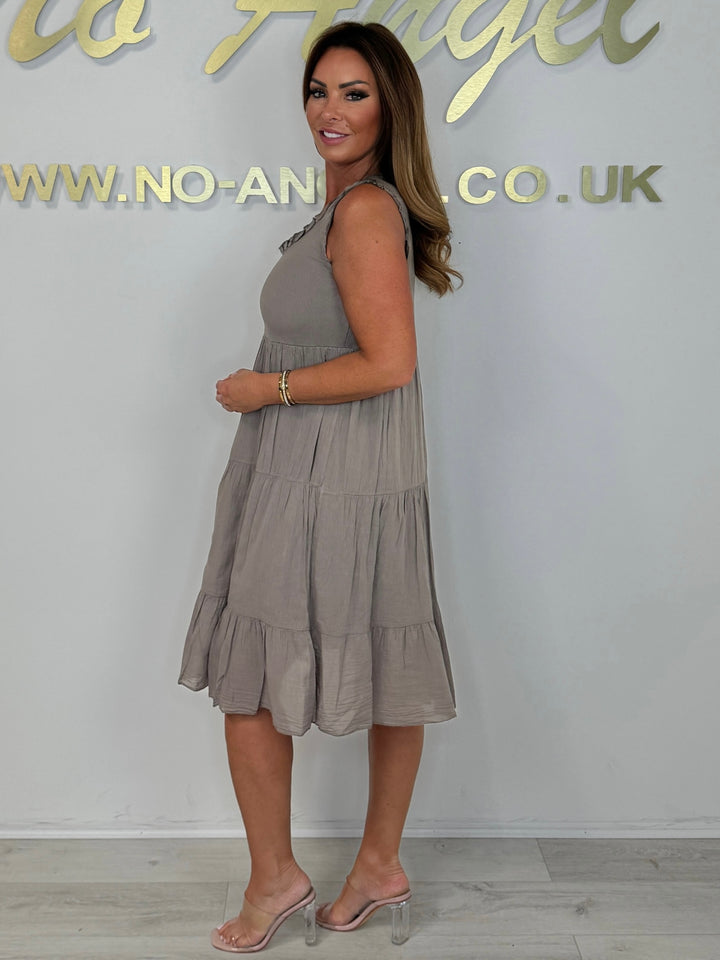Ruffle Edge Ribbed Top Midi Dress (4 Colours)