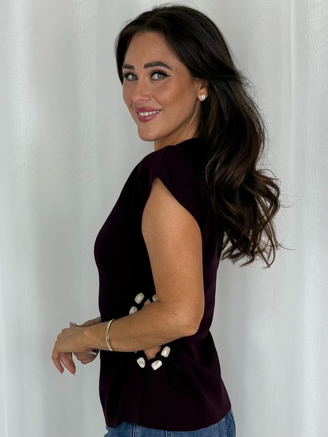 Stone Cut Out Detail Waist Top (3 Colours)