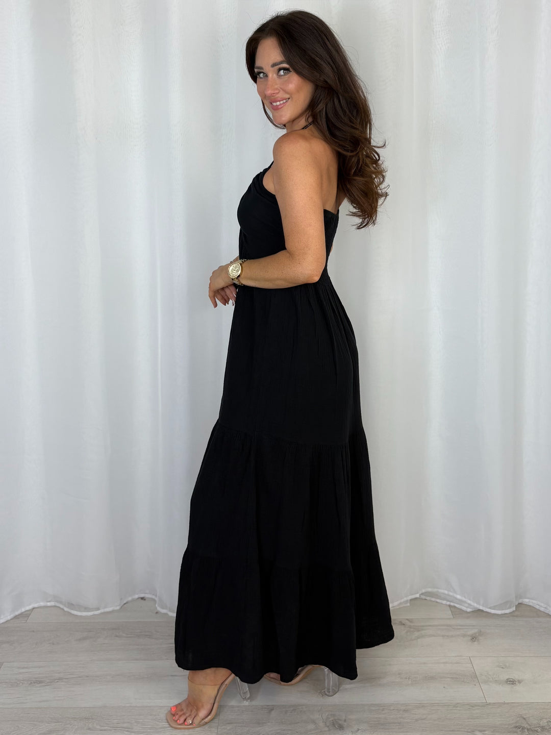 Cheesecloth Halter Neck Style Tiered Dress (9 Colours)