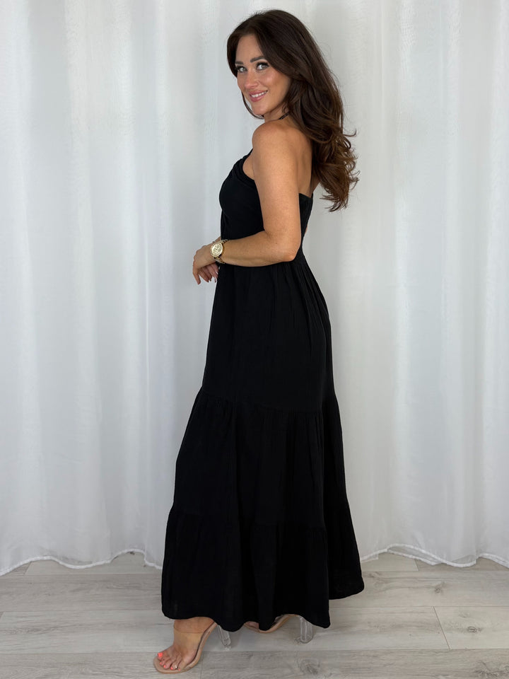 Cheesecloth Halter Neck Style Tiered Dress (9 Colours)