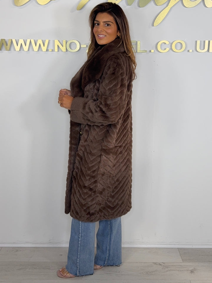 Herringbone Double Breasted Collared Longline Coat (5 Colours)