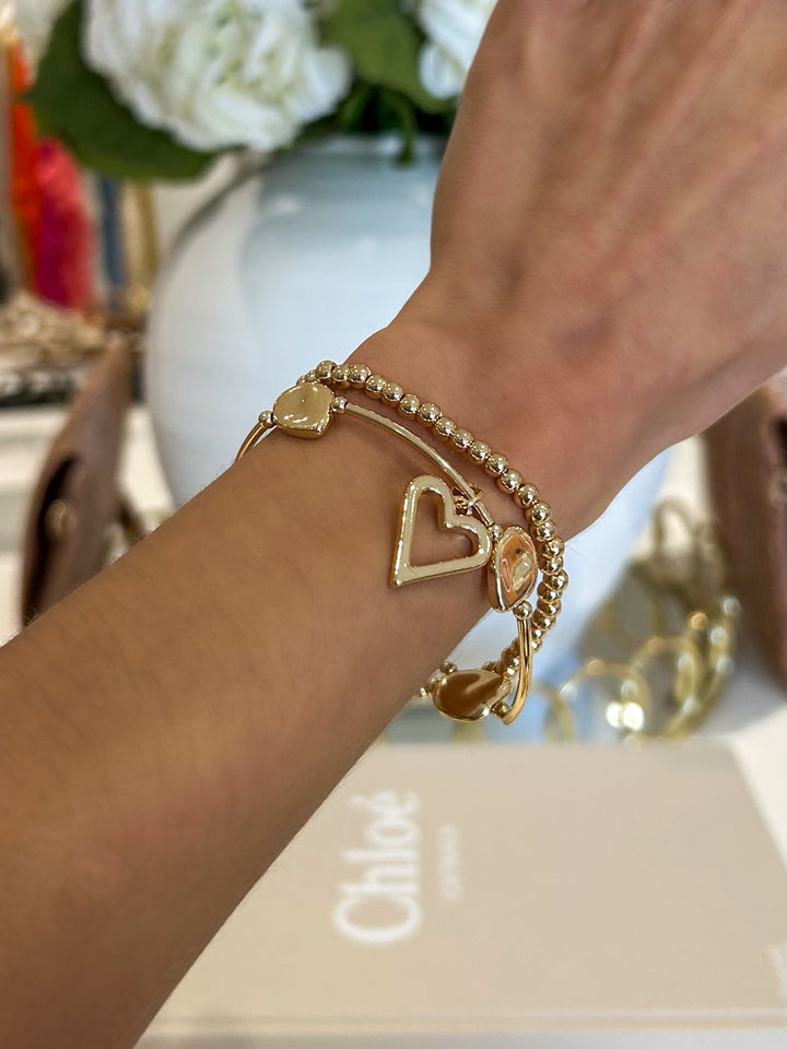 Double Beaded Heart Detail Bracelet