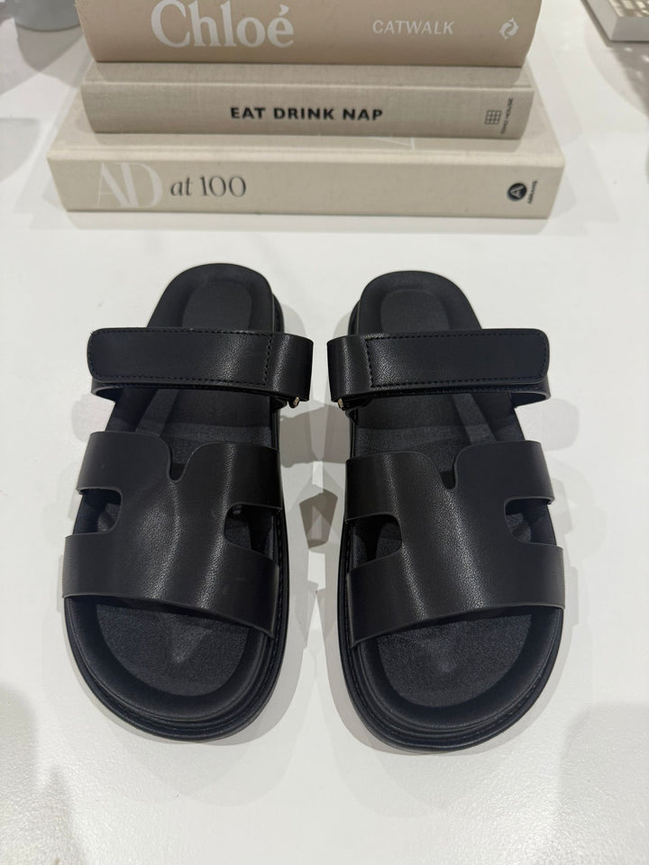 Faux Leather Double Strap Sandal