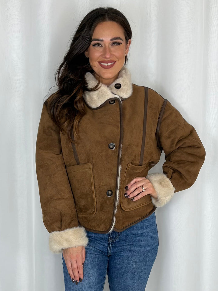 Reversible Faux Suede And Faux Fur Jacket