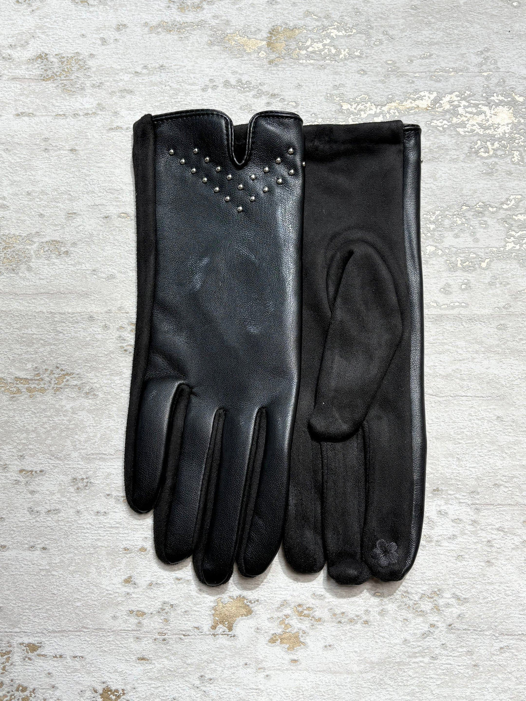 Faux Leather Glove With Studs (6 Colours)