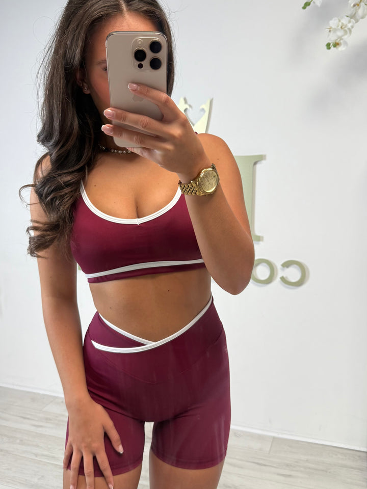 White Trim Cropped Top & Cycling shorts Co-ord (3 Colours)