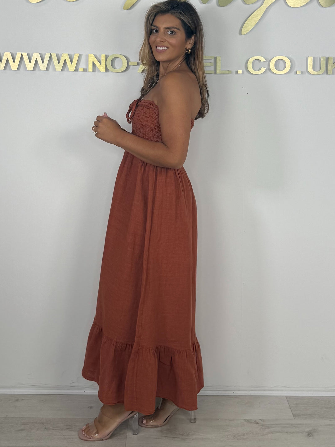 Linen Smocked Bardot Maxi Dress (7 Colours)