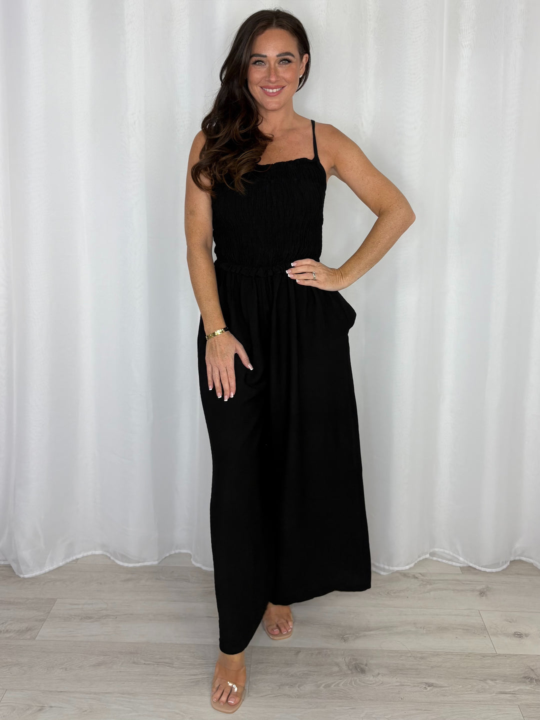 Smocked Wide Leg Jumpsuit (4 Colours)