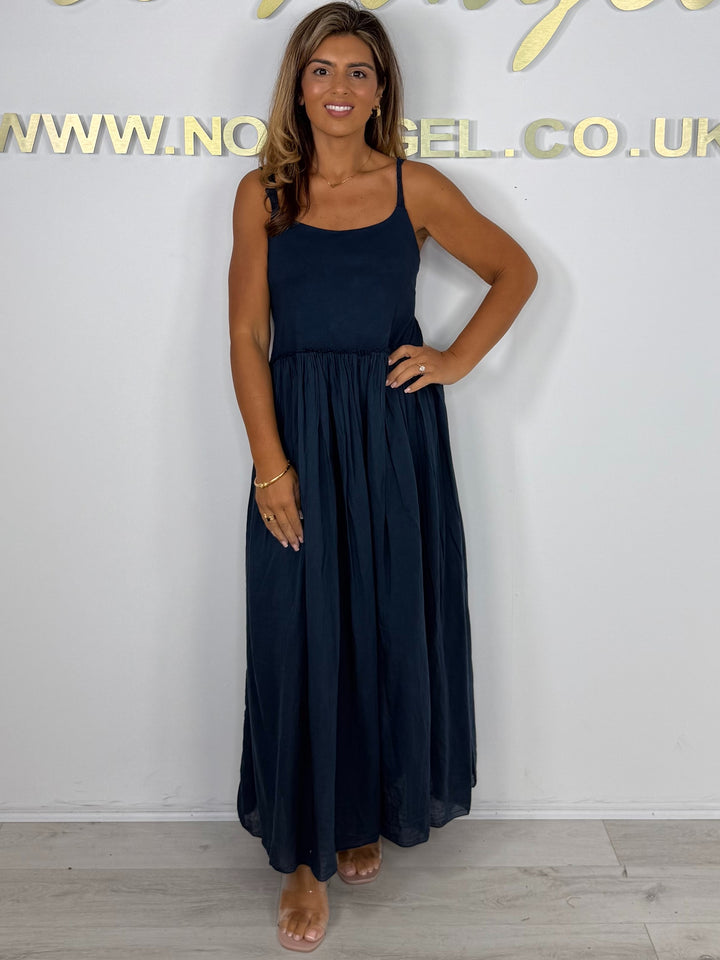 Lace Strap Bow Tie Up Back Low Back Maxi Dress (5 Colours)