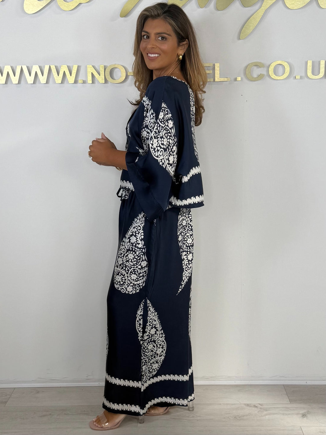 Paisley V-Neck Button Up Cardigan & Floaty Trouser Co-ord (4 Colours)