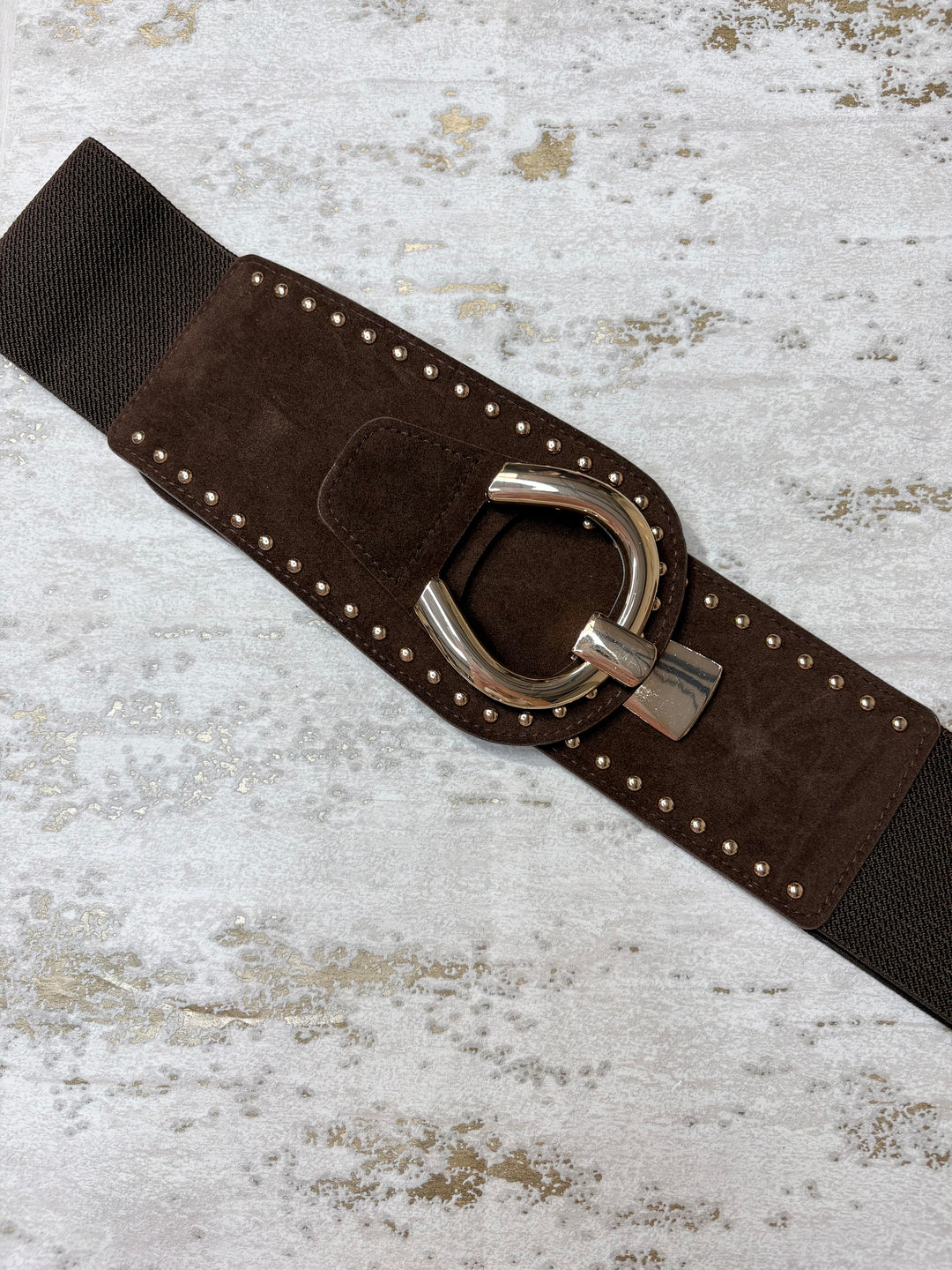 Large Suedette Gold Hook Elastic Belt (5 Colours)
