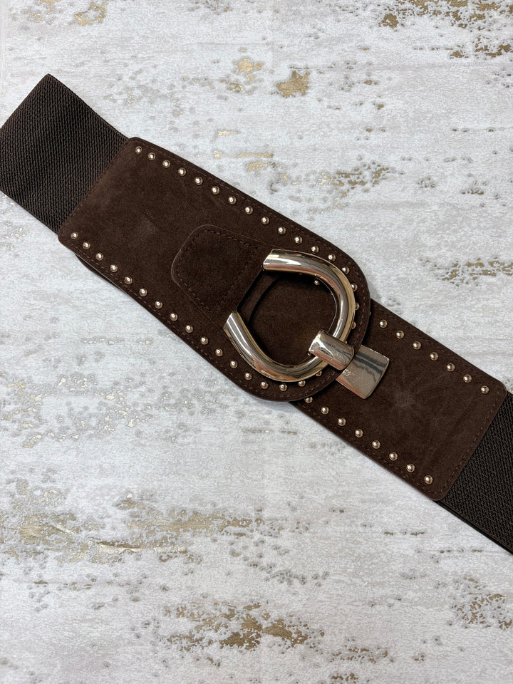 Large Suedette Gold Hook Elastic Belt (5 Colours)
