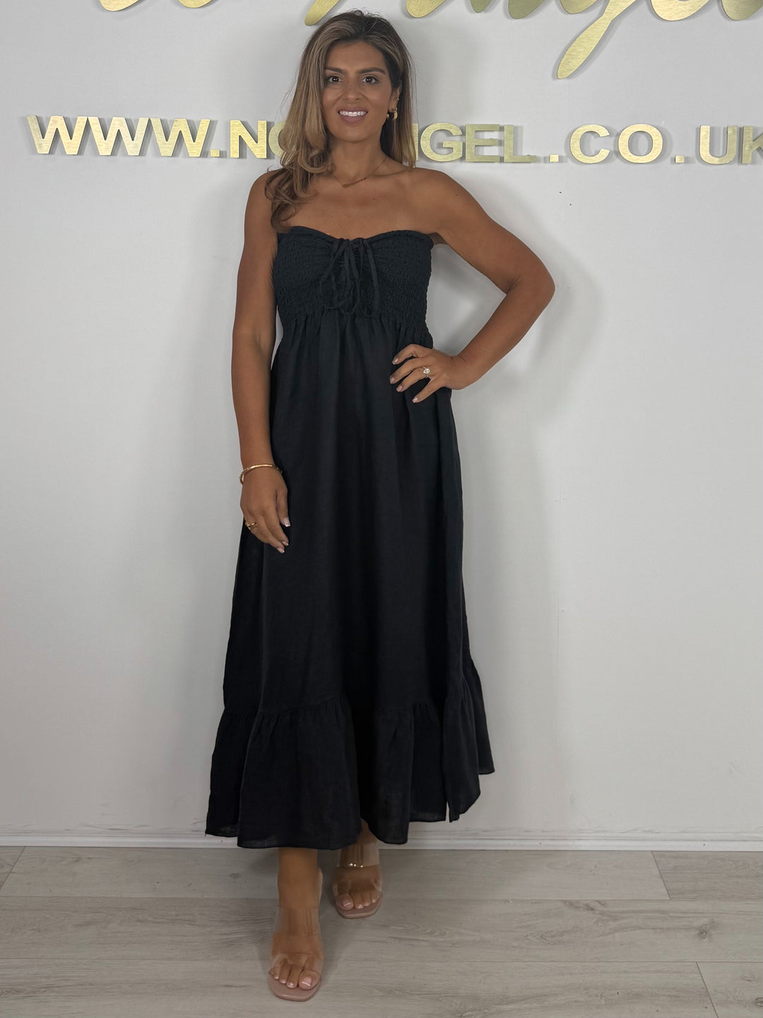 Linen Smocked Bardot Maxi Dress (7 Colours)